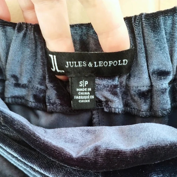 Jules & Leopold Midnight Blue Velvet Pants With Pockets And Tie Belt Size Small - Picture 3 of 10